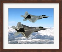 Two F-22 Raptor in Flying Fine Art Print