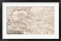 1732 Herman Moll Map of the West Indies, Florida, Mexico, and the Caribbean Fine Art Print