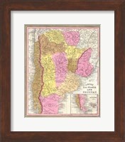 1846 Burroughs - Mitchell Map of Argentina, Uruguay, Chili in South America Fine Art Print