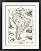 1850 Tallis Map of South America Fine Art Print