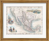 1851 Tallis Map of Mexico, Texas, and California Fine Art Print