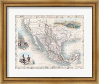 1851 Tallis Map of Mexico, Texas, and California Fine Art Print