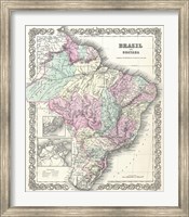 1855 Colton Map of Brazil And Guyana Fine Art Print