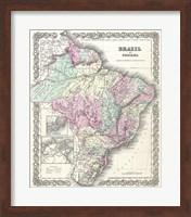 1855 Colton Map of Brazil And Guyana Fine Art Print