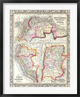 1860 Mitchell's Map of Peru, Ecuador, Venezuela, Columbia and Argentina Fine Art Print
