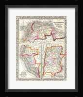 1860 Mitchell's Map of Peru, Ecuador, Venezuela, Columbia and Argentina Framed Print