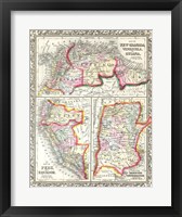 1860 Mitchell's Map of Peru, Ecuador, Venezuela, Columbia and Argentina Fine Art Print