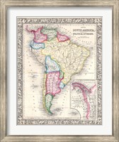 1864 Mitchell Map of Brazil, Bolivia and Chili Fine Art Print
