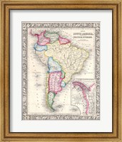 1864 Mitchell Map of Brazil, Bolivia and Chili Fine Art Print
