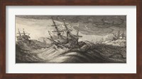 Wenceslas Hollar - Warships and a Spouting Whale Fine Art Print