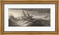 Wenceslas Hollar - Warships and a Spouting Whale Fine Art Print