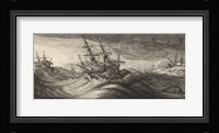 Wenceslas Hollar - Warships and a Spouting Whale Fine Art Print