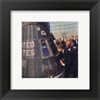 JFK Inspects Mercury Capsule Framed Print