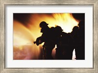 Firefighters Extinguishing A Fire With Water Fine Art Print