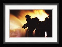Firefighters Extinguishing A Fire With Water Fine Art Print
