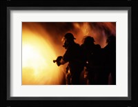 Firefighters during a rescue operation Framed Print