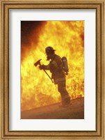 Side profile - firefighter holding an axe Fine Art Print