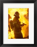 Side profile of a firefighter (holding axe) Fine Art Print