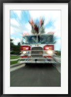 Fire engine on a road Fine Art Print