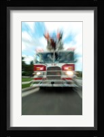 Fire engine on a road Fine Art Print