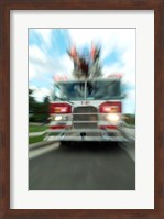 Fire engine on a road Fine Art Print