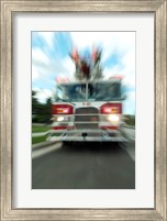 Fire engine on a road Fine Art Print