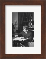 Proclamation Signing, Cuba Quarantine. President Kennedy. White House, Oval Office Fine Art Print