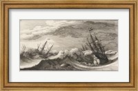 Wenceslas Hollar - The whale and the three-masted ship Fine Art Print