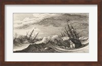 Wenceslas Hollar - The whale and the three-masted ship Fine Art Print