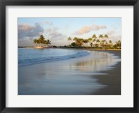 Waikiki Beach And Palm Trees Framed Print