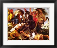 Hippopotamus and Crockodile Hunt Fine Art Print