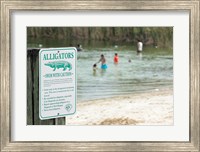 Alligators warning sign at the lakeside, Florida, USA Fine Art Print