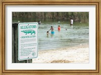 Alligators warning sign at the lakeside, Florida, USA Fine Art Print