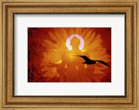 Image of a flower and bird superimposed on a person meditating Fine Art Print