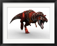 T Rex Charge Framed Print