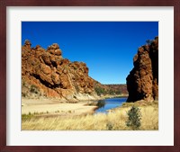 Lake surrounded by rocks, Glen Helen Gorge, Northern Territory, Australia Fine Art Print