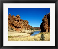 Lake surrounded by rocks, Glen Helen Gorge, Northern Territory, Australia Fine Art Print