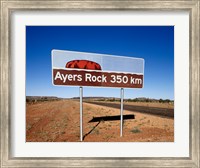 Distance sign on the road side, Ayers Rock, Uluru-Kata Tjuta National Park, Australia Fine Art Print
