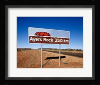 Distance sign on the road side, Ayers Rock, Uluru-Kata Tjuta National Park, Australia Fine Art Print