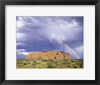 Rock formation on a landscape, Ayers Rock, Uluru-Kata Tjuta National Park Fine Art Print