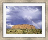 Rock formation on a landscape, Ayers Rock, Uluru-Kata Tjuta National Park Fine Art Print