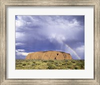 Rock formation on a landscape, Ayers Rock, Uluru-Kata Tjuta National Park Fine Art Print