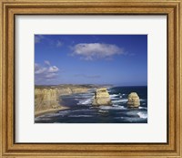 High angle view of rock formations in the ocean, Gibson Beach, Port Campbell National Park, Australia Fine Art Print