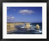 High angle view of rock formations in the ocean, Gibson Beach, Port Campbell National Park, Australia Fine Art Print