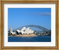 Opera house on the waterfront, Sydney Opera House, Sydney Harbor Bridge, Sydney, Australia Fine Art Print