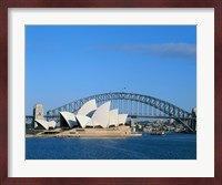 Opera house on the waterfront, Sydney Opera House, Sydney Harbor Bridge, Sydney, Australia Fine Art Print