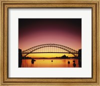 Silhouette of a bridge across a harbor, Sydney Harbor Bridge, Sydney, New South Wales, Australia Fine Art Print
