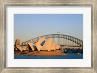 Sydney Opera House in front of the Sydney Harbor Bridge, Sydney, Australia Fine Art Print