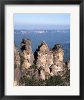 High angle view of rock formations, Three Sisters, Blue Mountains National Park, Katoomba, Australia Fine Art Print