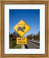 Koala sign on the road, Queensland, Australia Fine Art Print